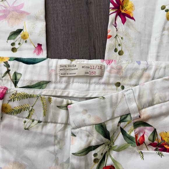 Zara girl floral print white pants. Girl size 11/12 - Picture 9 of 9